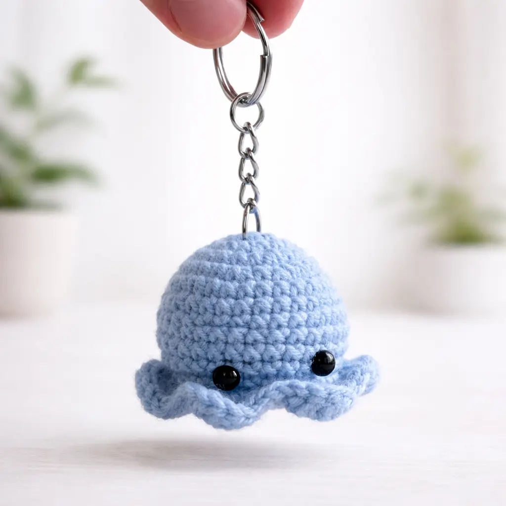 Llavero de pulpito a crochet celeste Llavero de pulpito a crochet celeste