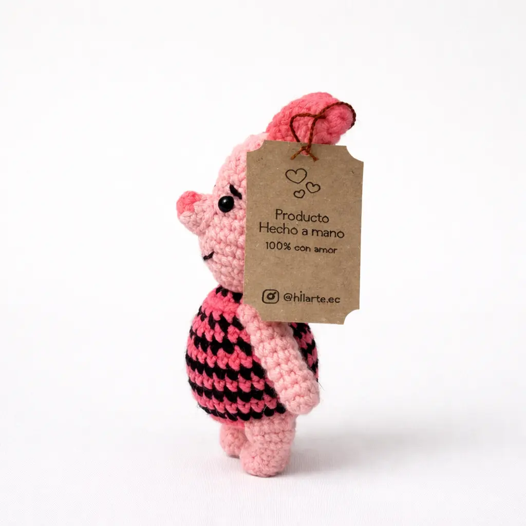 Llaveros medianos tejidos a crochet de perquito piglet 0 01
