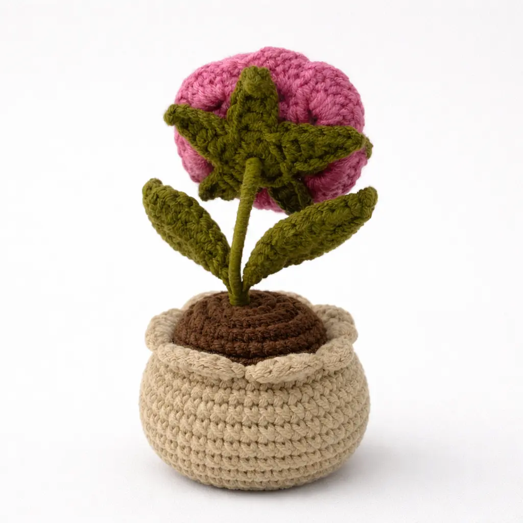 Macetas tejidas a crochet de rosa vista 0 16