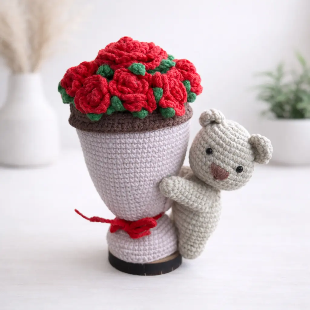 Osito con ramo de flores