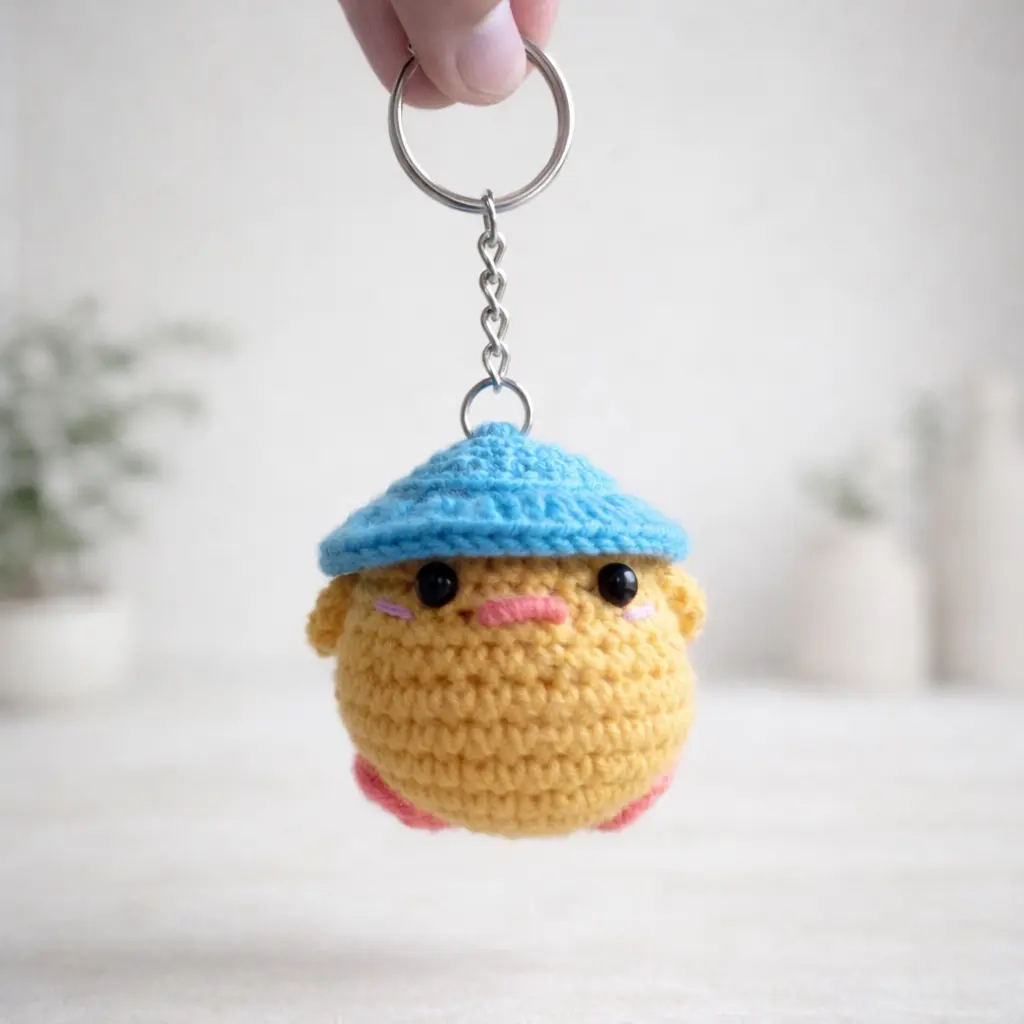 Pollito con sombrero a crochet v1